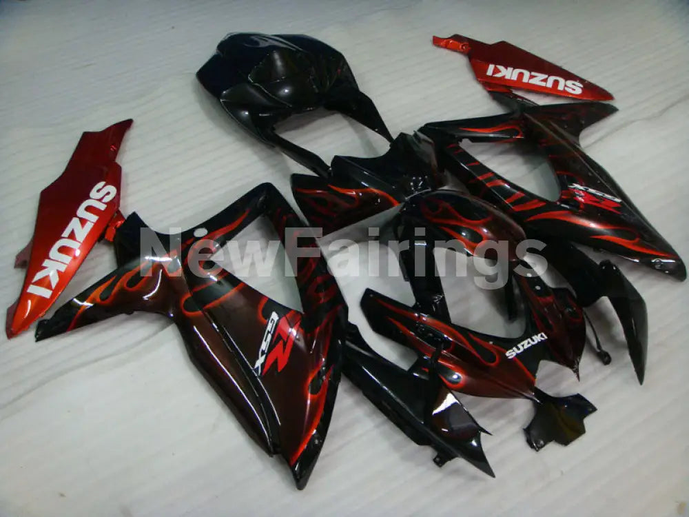 Black and Red Flame - GSX-R750 08-10 Fairing Kit Vehicles &