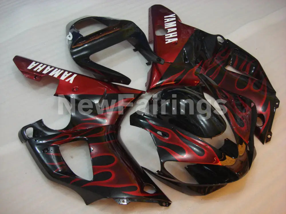 Black and Red Flame - YZF-R1 00-01 Fairing Kit - Vehicles &