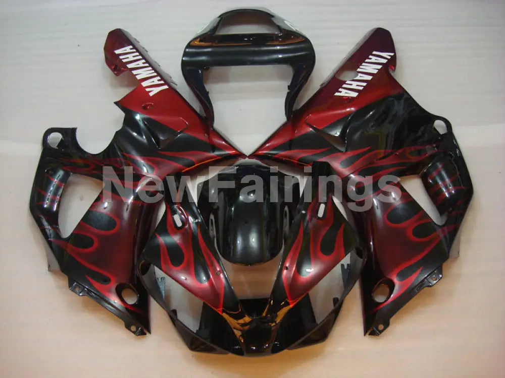 Black and Red Flame - YZF-R1 00-01 Fairing Kit - Vehicles &