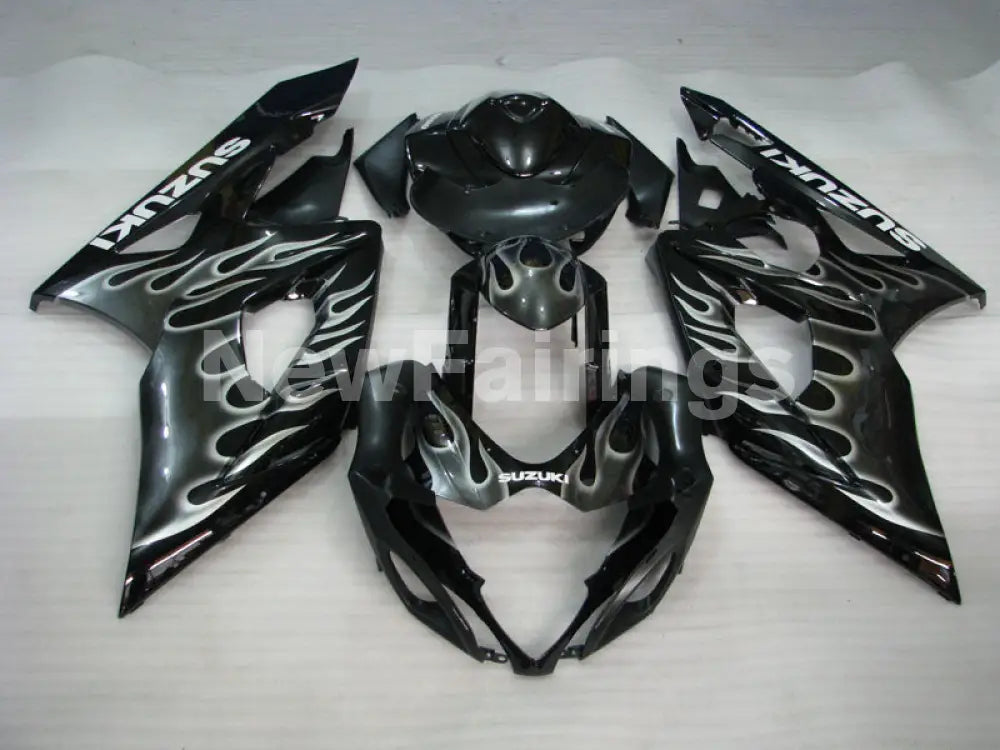 Black and Silver Flame - GSX - R1000 05 - 06 Fairing Kit