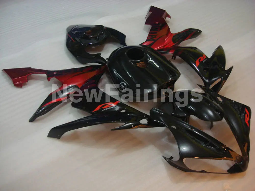 Black and Red Flame - YZF-R1 04-06 Fairing Kit - Vehicles &