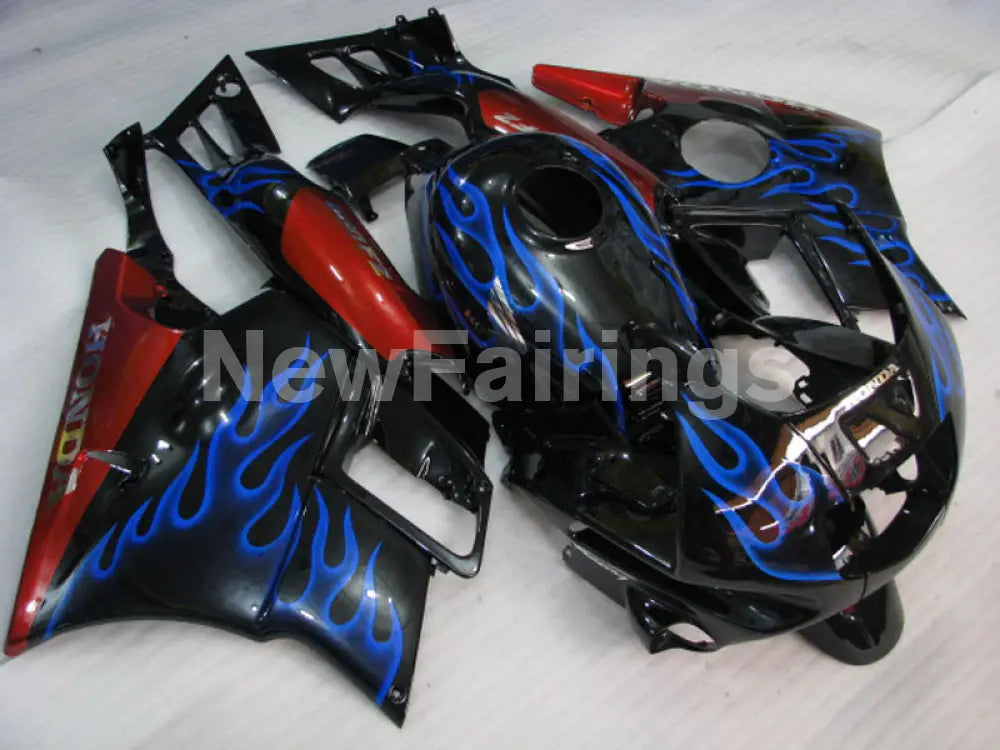 Blue and Black Red Flame - CBR600 F2 91-94 Fairing Kit -