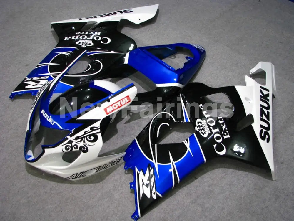 Blue and Black White Corona - GSX-R750 04-05 Fairing Kit