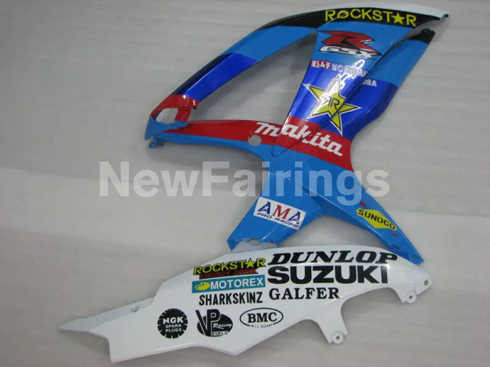 Blue and White ROCKSTAR - GSX-R750 08-10 Fairing Kit