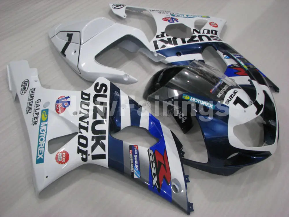 Blue and White MOTOREX - GSX - R1000 00 - 02 Fairing Kit