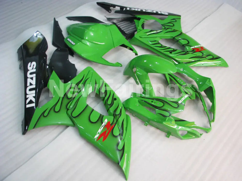 Green and Black Flame - GSX - R1000 05 - 06 Fairing Kit