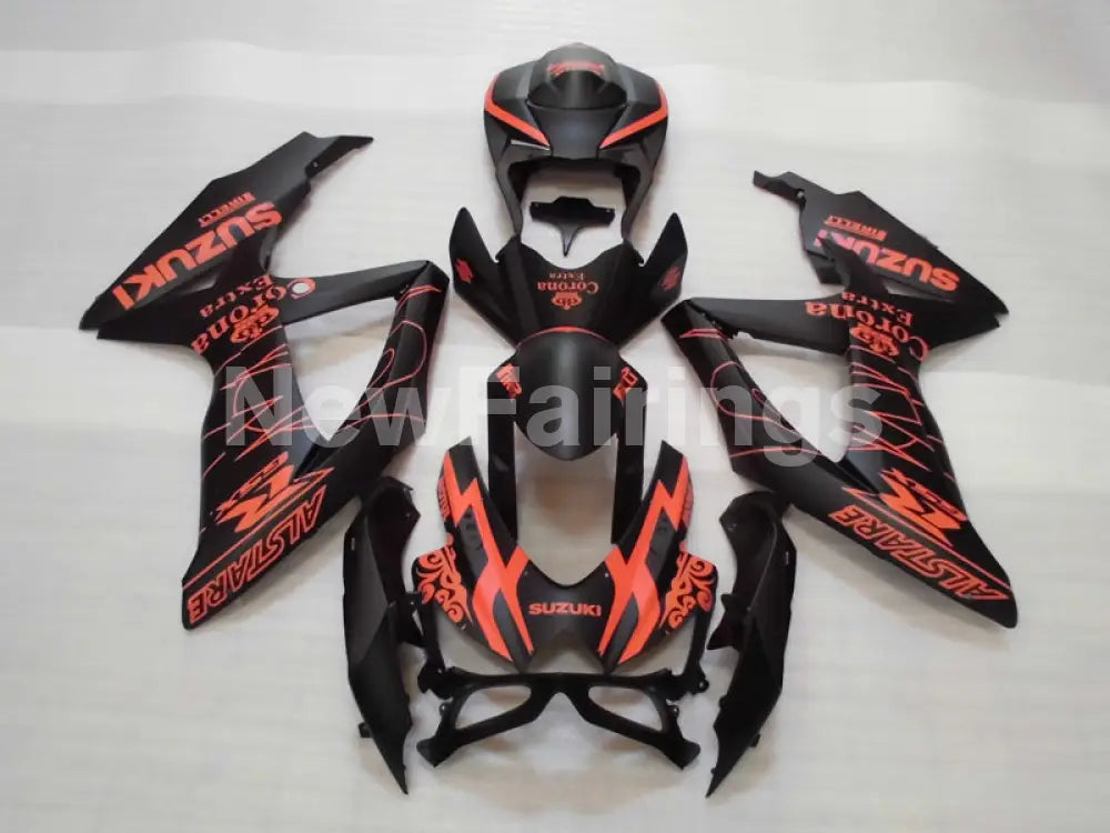 Matte Black and Orange Corona - GSX-R600 08-10 Fairing Kit