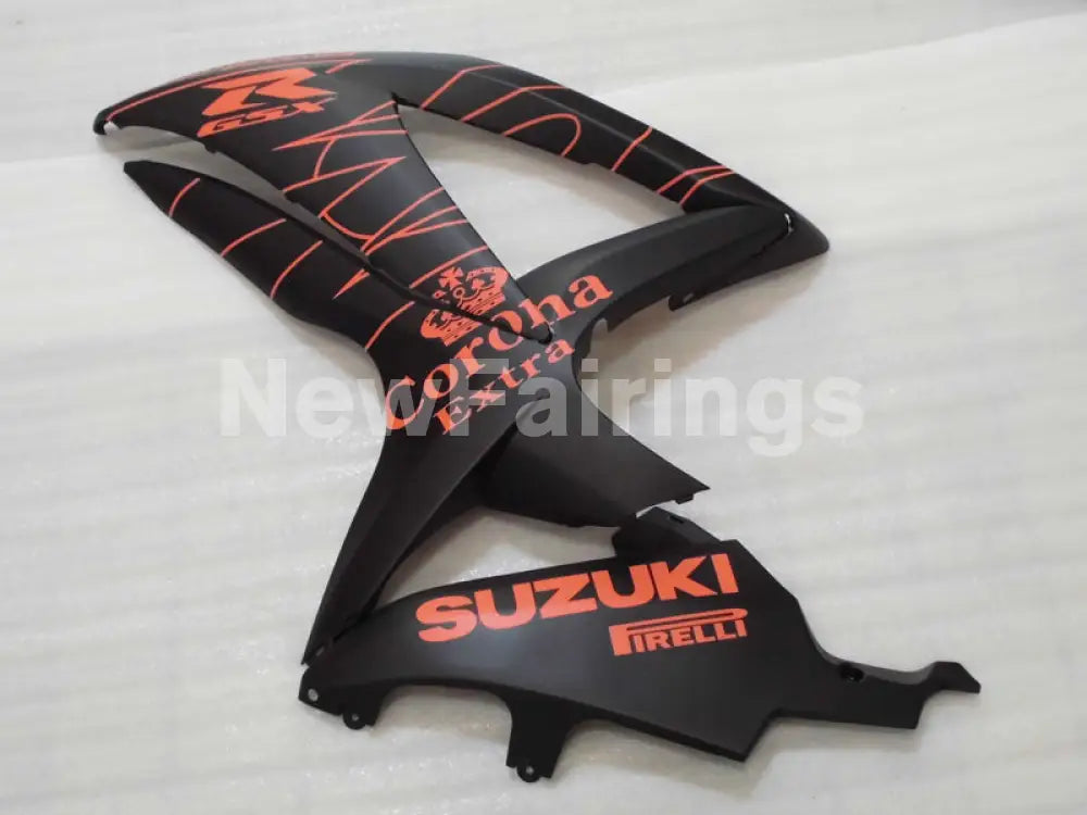 Matte Black and Orange Corona - GSX-R600 08-10 Fairing Kit