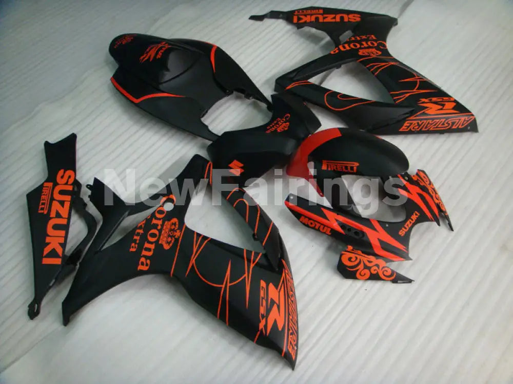 Matte Black and Orange Corona - GSX-R600 06-07 Fairing Kit