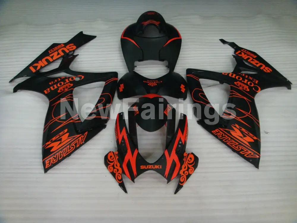 Matte Black and Orange Corona - GSX-R750 06-07 Fairing Kit