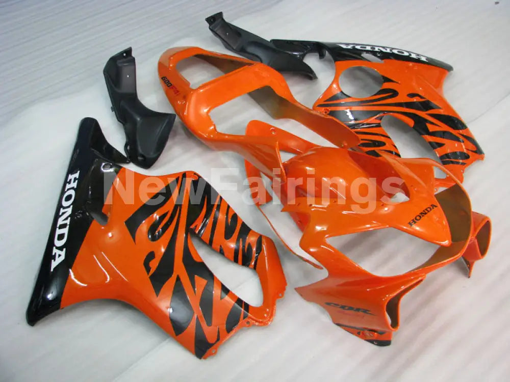 Orange and Black Flame - CBR600 F4i 01-03 Fairing Kit -