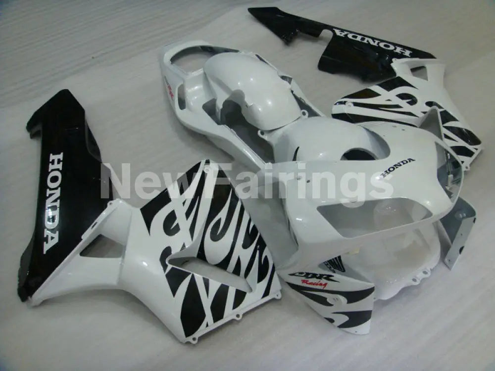 Pearl White and Black Fire - CBR600RR 03-04 Fairing Kit -