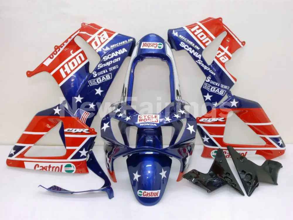 Red and Blue Castrol - CBR 929 RR 00-01 Fairing Kit -