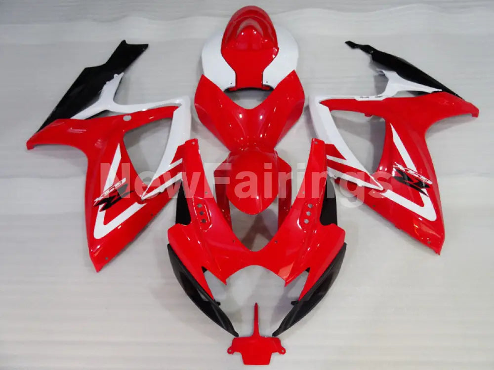Red and White Black Factory Style - GSX-R600 06-07 Fairing