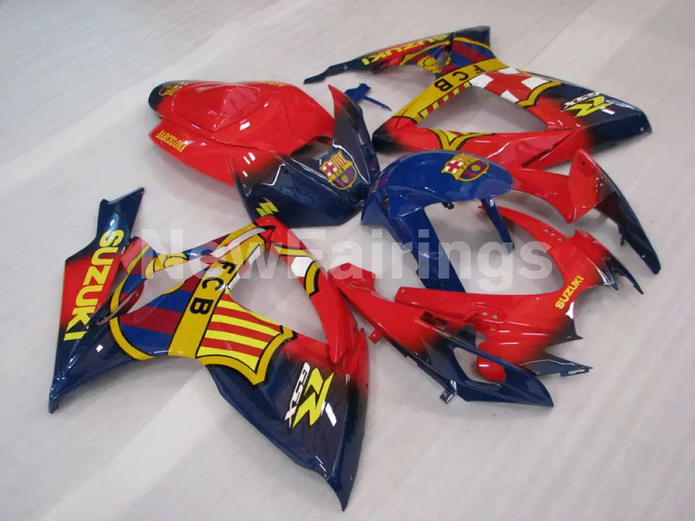 Red and Blue Yellow FCB - GSX-R750 06-07 Fairing Kit