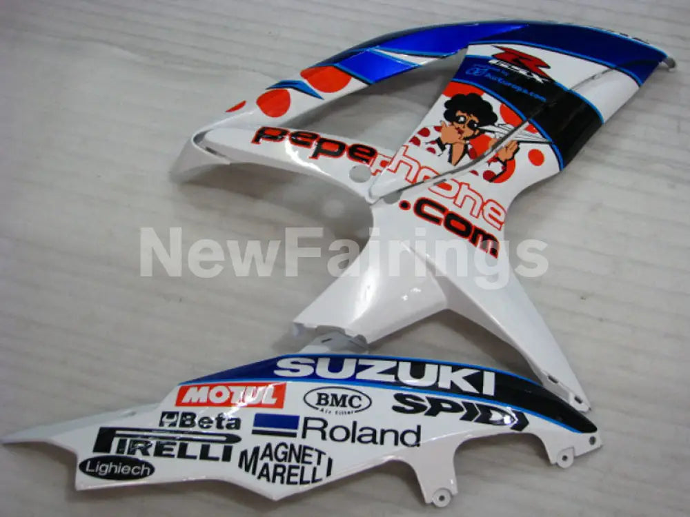 White and Blue Dark Dog - GSX-R600 08-10 Fairing Kit