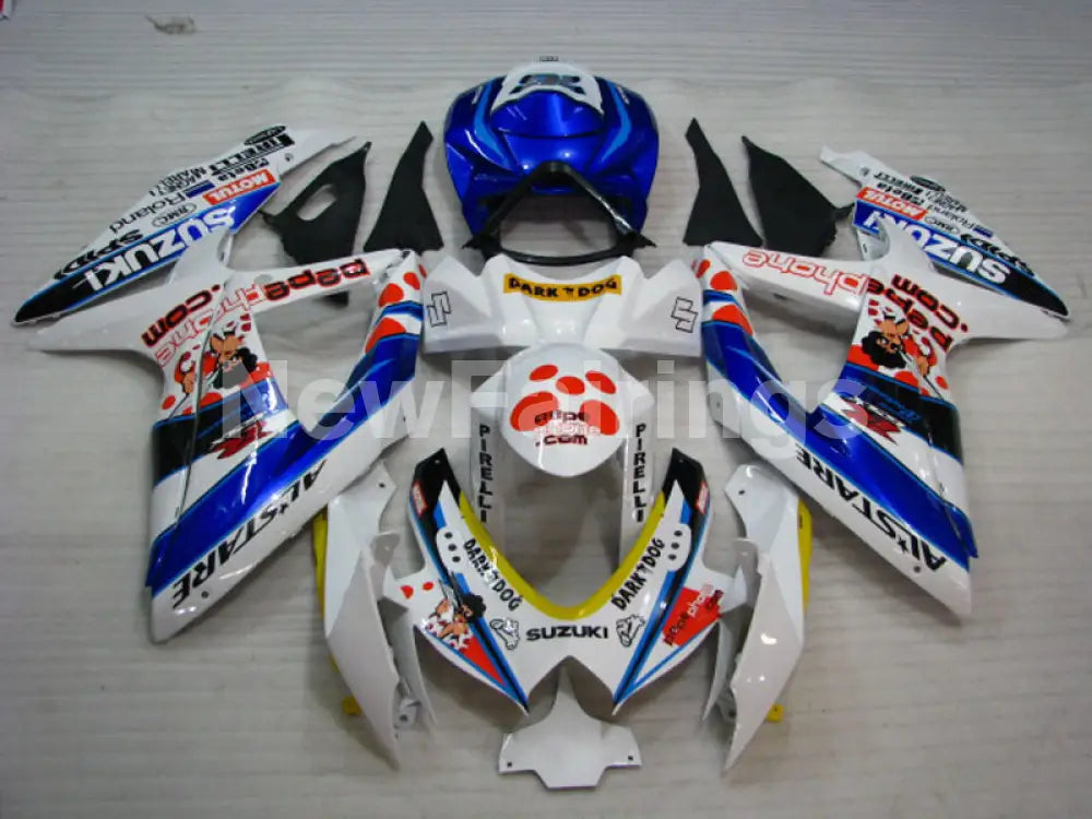 White and Blue Dark Dog - GSX-R600 08-10 Fairing Kit