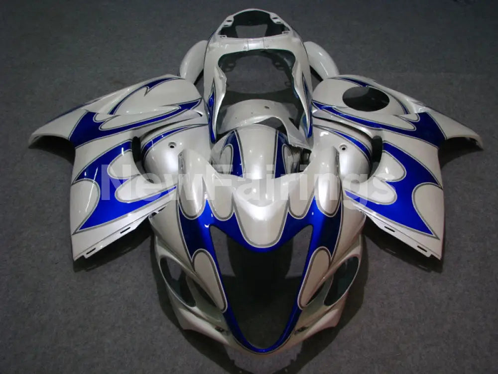 White and Blue Flame - GSX1300R Hayabusa 08-20 Fairing Kit