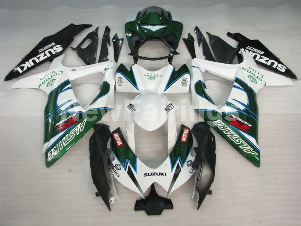 White and Green Corona - GSX-R600 08-10 Fairing Kit