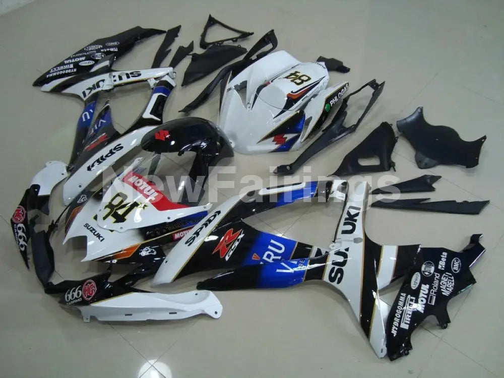 White and Blue Black Dark Dog - GSX-R750 08-10 Fairing Kit