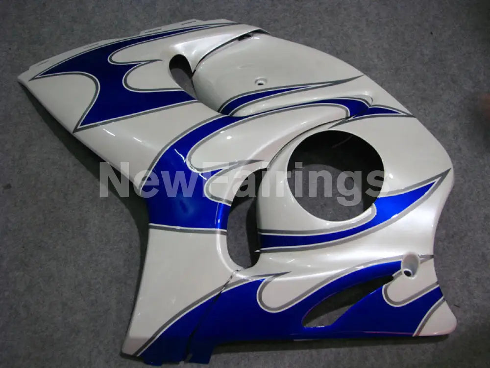 White and Blue Flame - GSX1300R Hayabusa 08-20 Fairing Kit